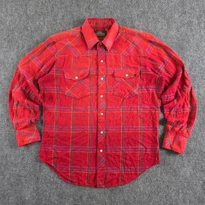 Greatland Sportswear Cotton Flannel Western Snap Red Plaid Fits Like L